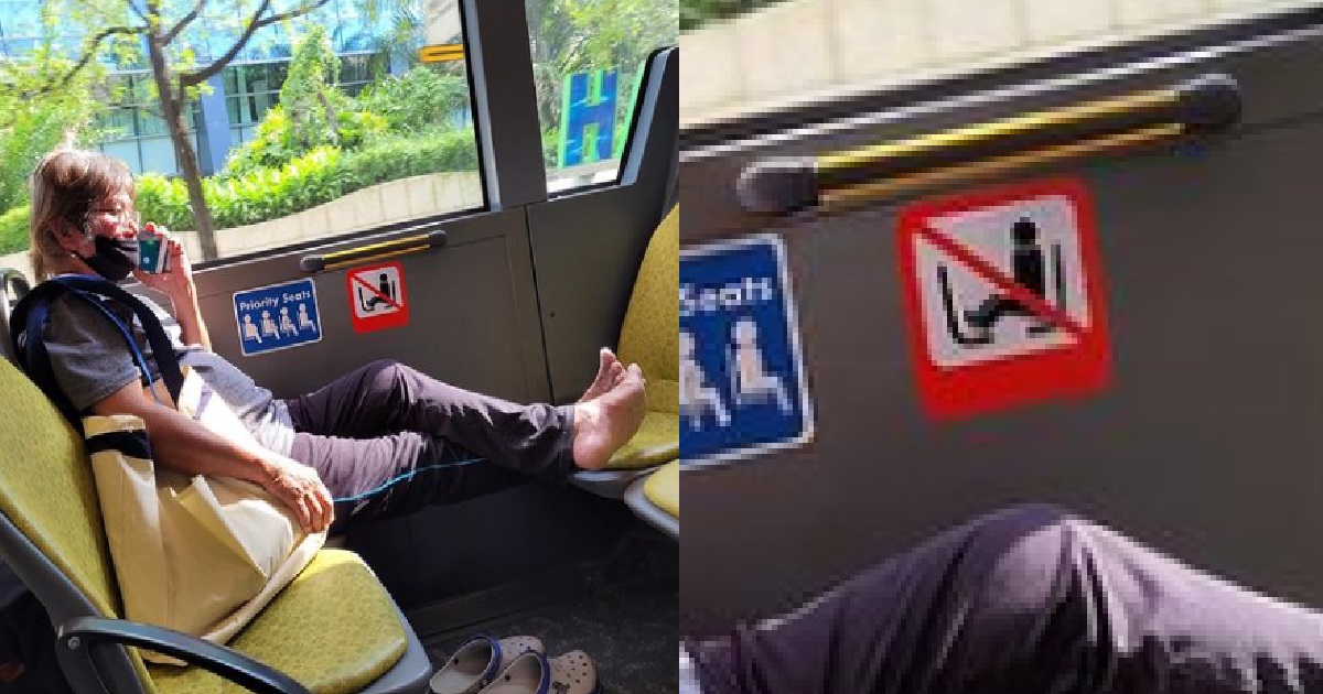AUNTIE SEEN RESTING HER FOOT ON BUS SEAT BECAUSE SHE WANT TO BE THE NEW “SOVEREIGN”