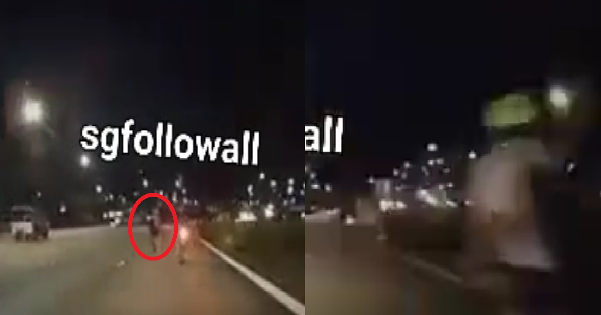 YET ANOTHER CYCLIST ON EXPRESSWAY, ALMOST CAUSE ACCIDENT