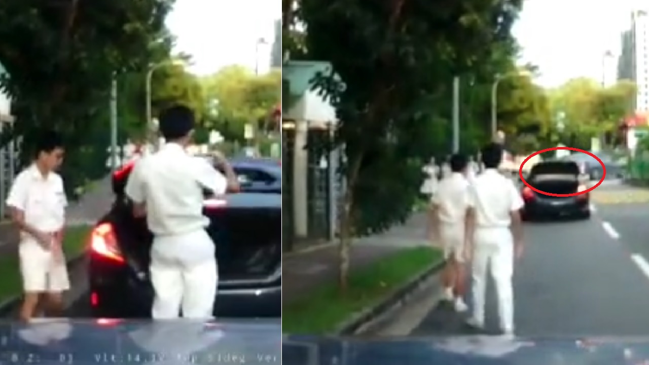 GAN CHIONG PARENT DROVE OFF WITH BOOT OPEN, SCHOOL BAGS INSIDE