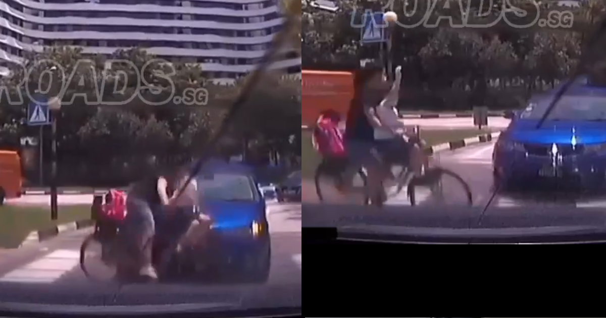 MOTHER & PILLION DAUGHTER GETS SMASHED BY CAR AT ZEBRA CROSSING AT PUNGGOL