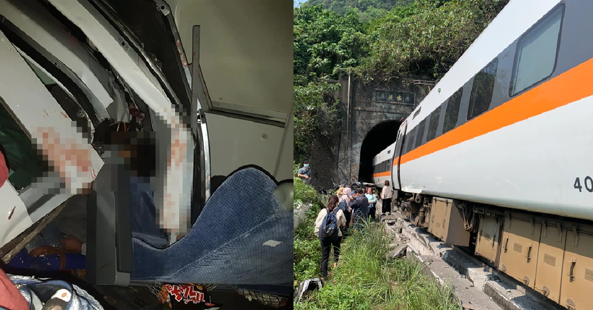 36 DEAD & MANY INJURED AFTER TRAIN DERAILS IN TAIWAN