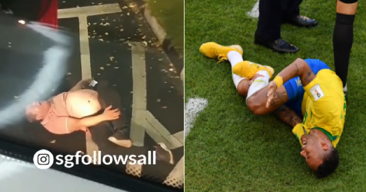 DRIVER VS MOTORCYCLIST “FIGHT”: UNCLE FALLS DOWN AND HOLDS LEG LIKE FOOTBALLER