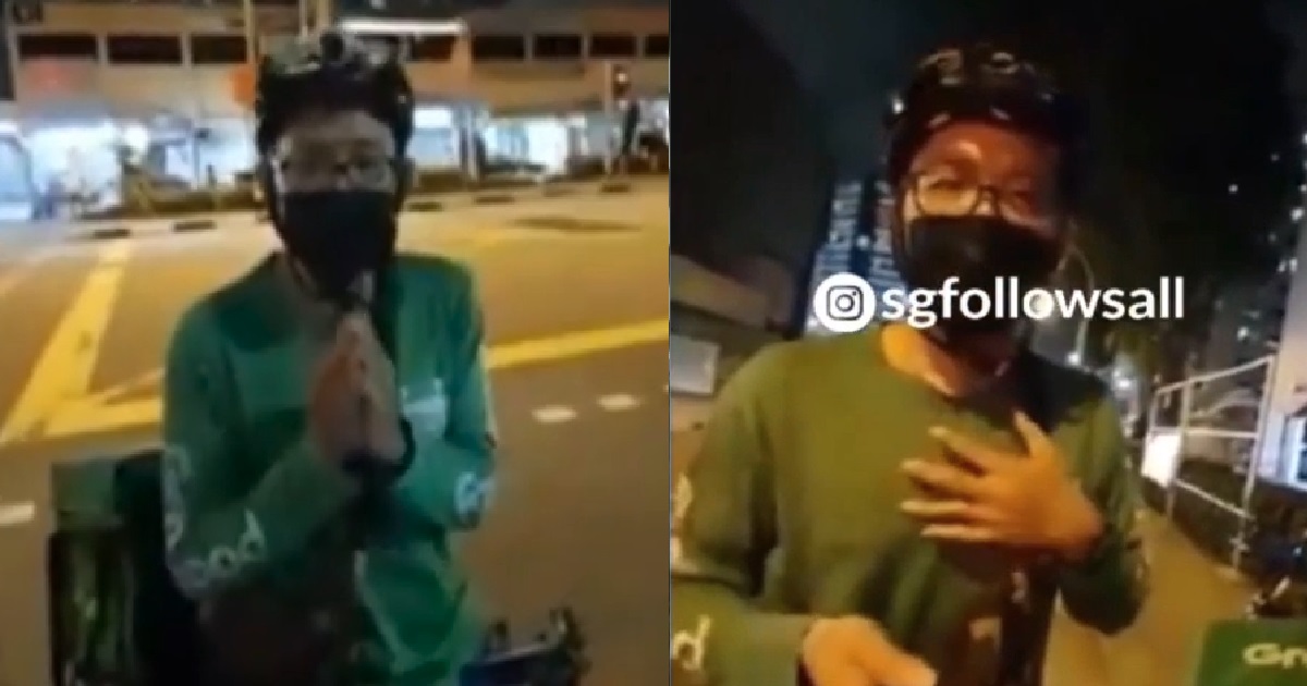 GRABFOOD RIDER ALMOST HIT UNCLE WITH BICYCLE, BEGS HIM FOR FORGIVENESS
