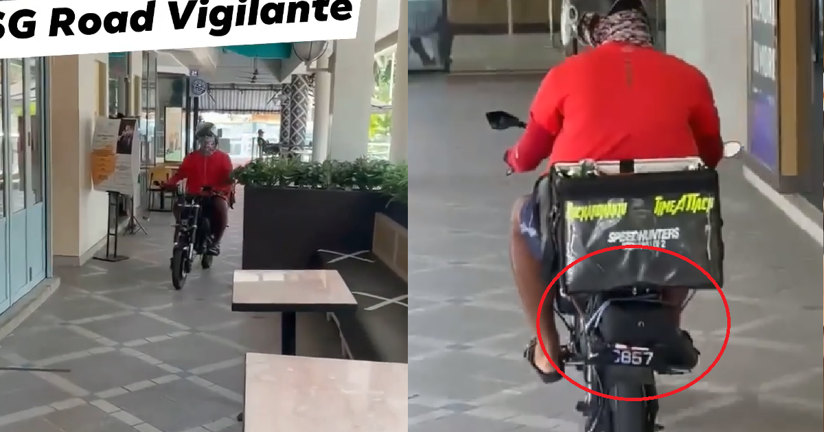 DELIVERY RIDER TAPES UP NUMBER PLATE TO RIDE ILLEGALLY SO WONT GET CAUGHT
