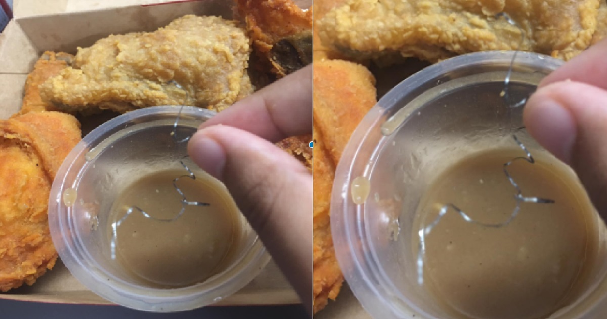 WOMAN ORDERED FRIED CHICKEN FROM JOLLIBEE, FINDS PIECE OF METAL INSIDE GRAVY