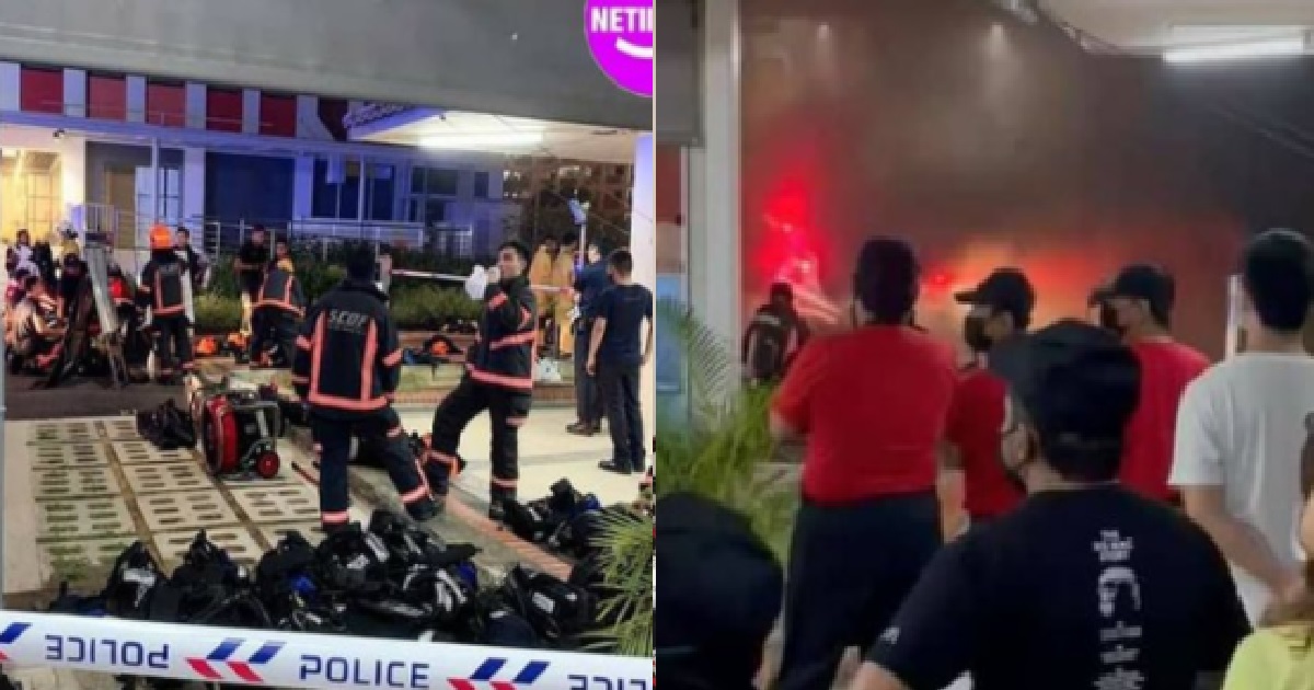 TAMPINES EAST CC’S MCDONALD’S ON FIRE, FIRE TRUCKS AT THE SCENE