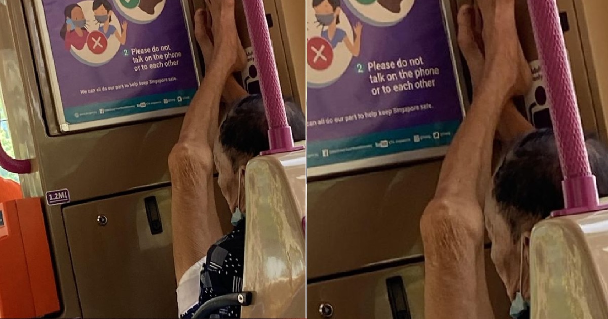 FLEXIBLE UNCLE WANT TO SHOW YOU HOW FAR HE CAN STRETCH HIS LEGS INSIDE BUS