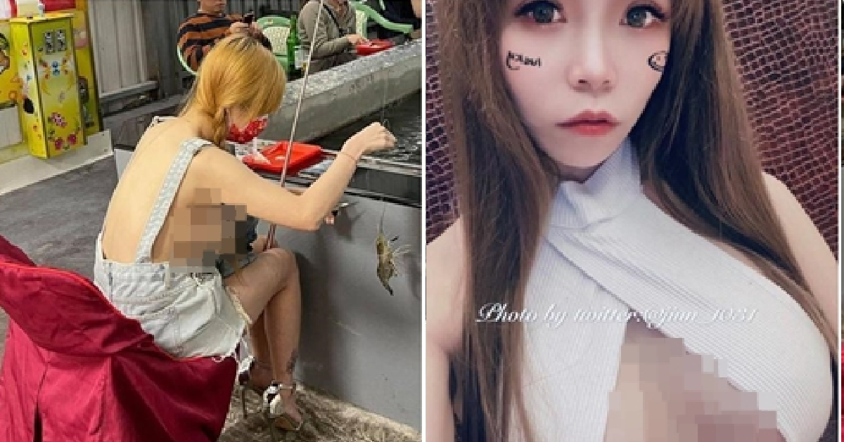 TAIWAN GODDESS SHOW HALF BALL WHILE PRAWNING IN ZHUNAN