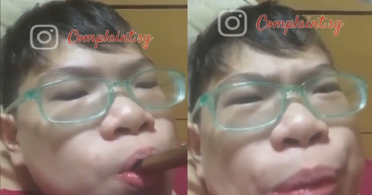 YOUNG PUNK FILMS HIMSELF VAPING, EVEN THOUGH BOTH HIS EYES SWOLLEN