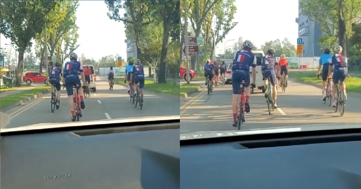 CYCLISTS HOGGING ALL THE LANES ON ROAD, CARS CANNOT PASS THROUGH