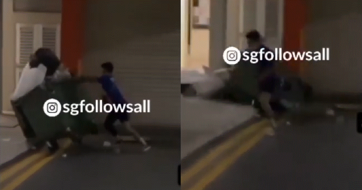 YOUNG PUNK PUSHES DOWN RUBBISH BIN TO CREATE VIRAL INSTAGRAM VIDEO