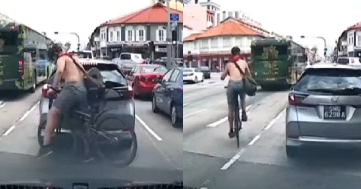 ERRANT CYCLIST HITS CAR FROM BEHIND, THEN RIDE AWAY LIKE NOTHING HAPPENED