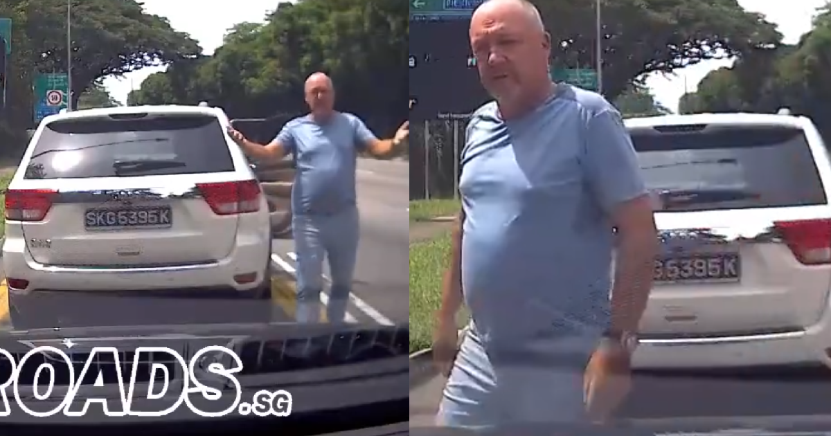 ANG MO DRIVE LAWLESSLY BUT EXIT CAR & CHALLENGE S’POREAN AT ADAM ROAD