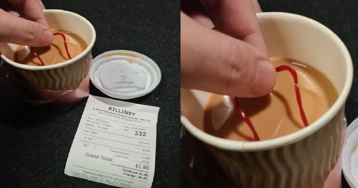 ELDERLY MAN BOUGHT HOT TEA AND FOUND BURNT RUBBER BAND INSIDE