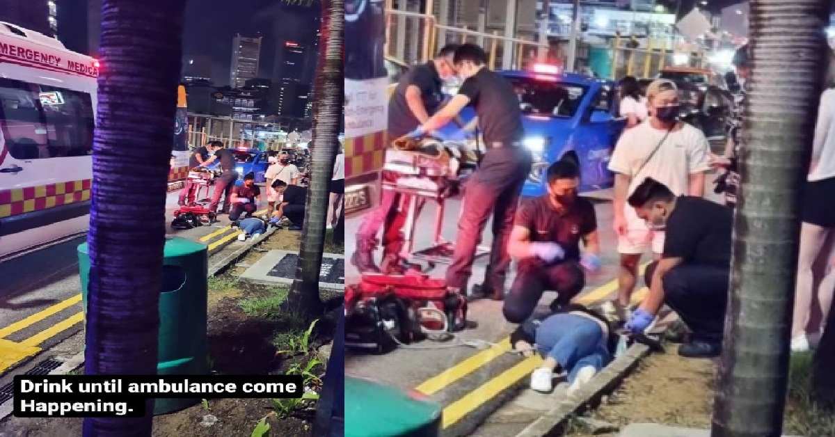 AH BENG DRUNK UNTIL SLEEP ON THE ROAD, END UP INSIDE AMBULANCE