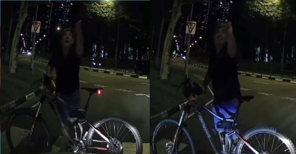 CYCLIST NOT HAPPY CAR NEVER GIVE WAY, CHALLENGE DRIVER TO COME DOWN AND FIGHT