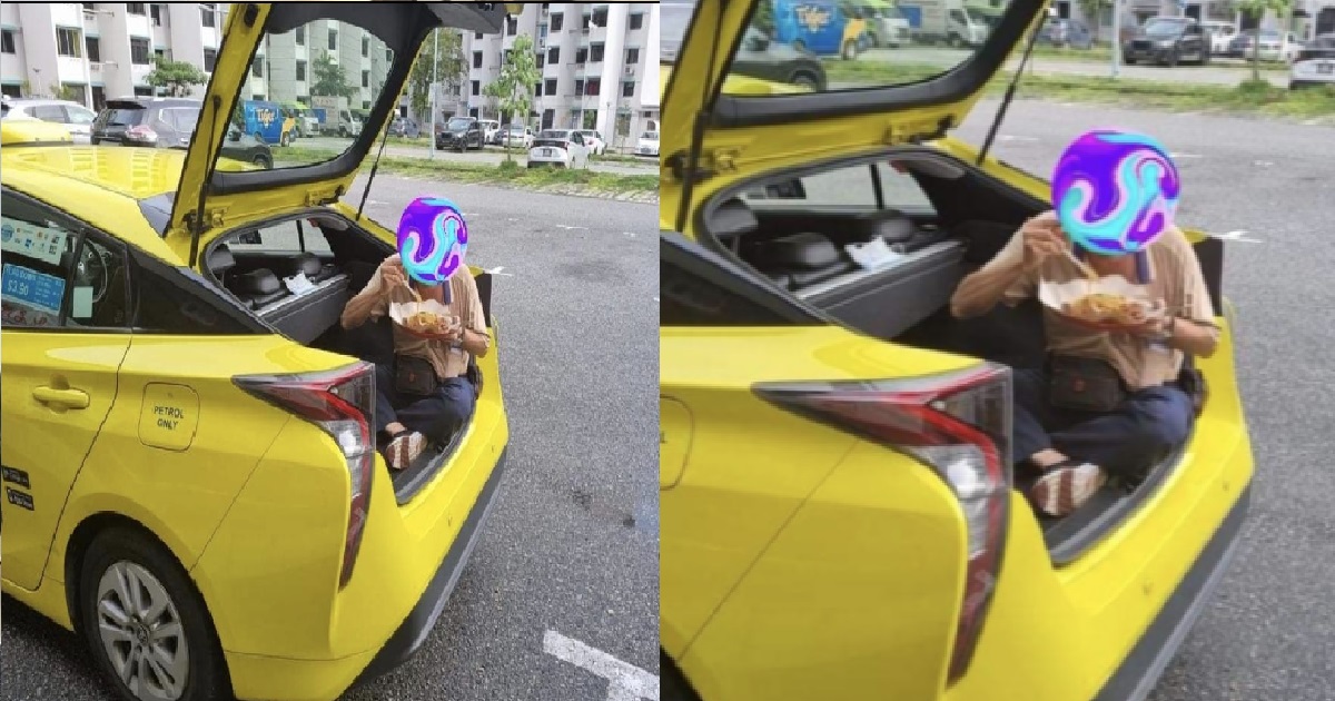 TAXI UNCLE NOT ALLOWED TO EAT AT COFFEESHOP, SO HE EAT INSIDE HIS CAR BOOT