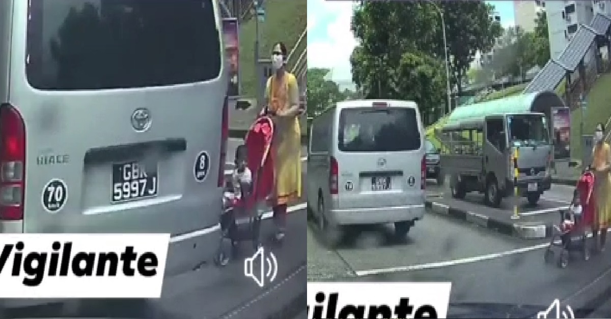 VAN BEATS RED LIGHT, ALMOST CRASH INTO MOTHER PUSHING BABY IN STROLLER