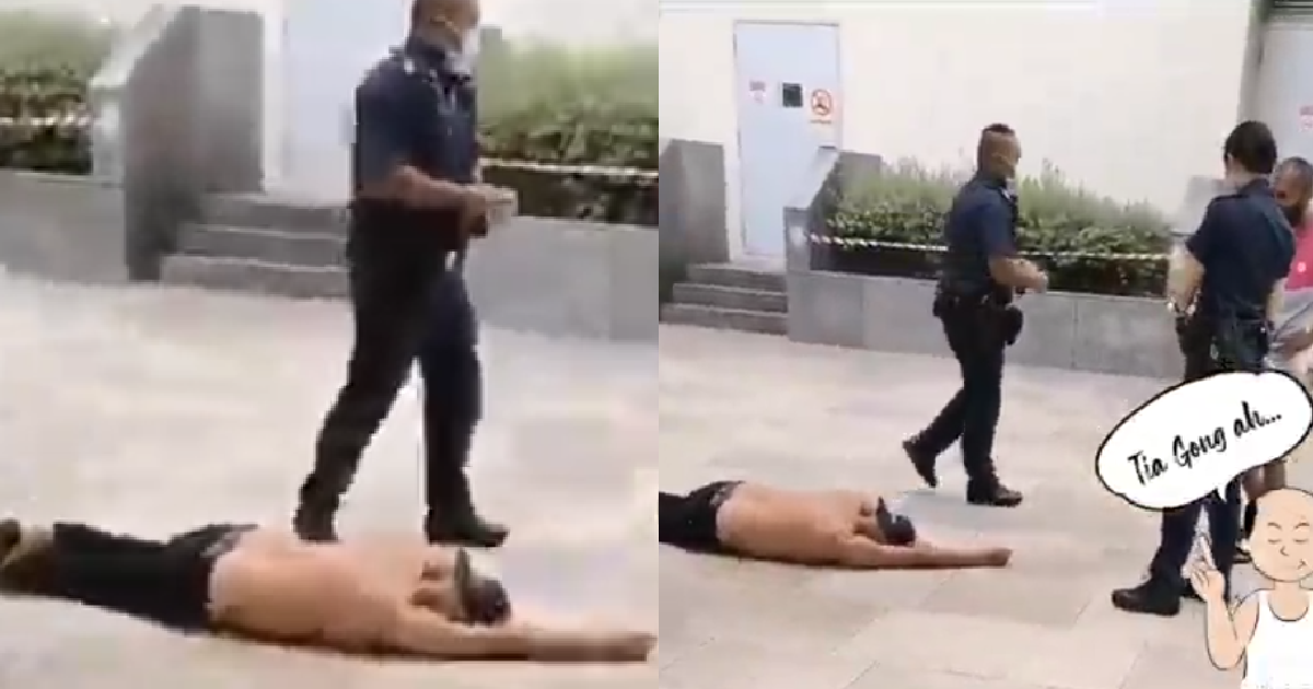 SHIRTLESS MAN “HIGH” AS HE KNOCKS OUT ON THE FLOOR AS POLICE SURROUND HIM