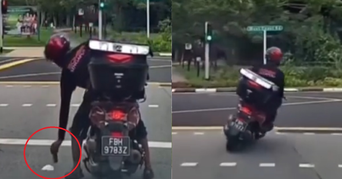 MOTORCYCLIST LITTERING ON ROAD, THROW TISSUE AND SOFT DRINK THEN RIDE AWAY