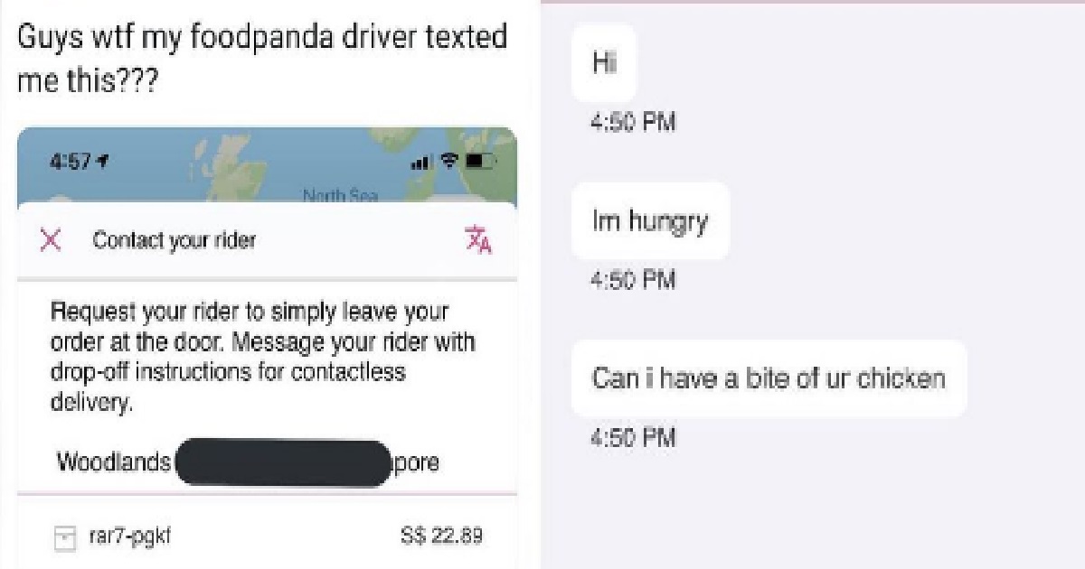 FOODPANDA RIDER TEXTED CUSTOMER: “CAN I HAVE A BITE OF YOUR CHICKEN?”