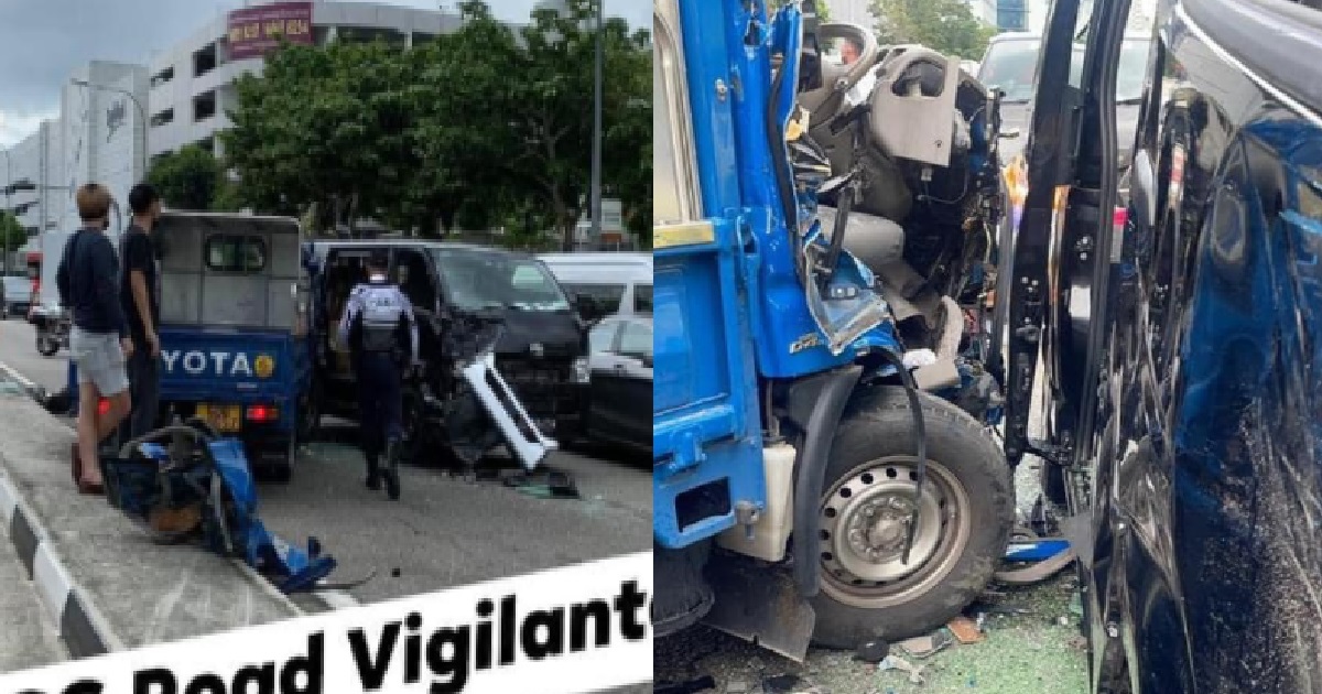 LORRY CRASHED WITH VAN, LORRY CABIN CRUSHED AND DRIVER TRAPPED INSIDE