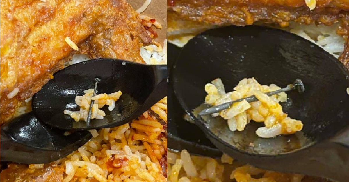 WOMAN FINDS A HUGE NAIL INSIDE HER NASI LEMAK FROM CRAVE, SAYS SHE ALMOST “DIED”