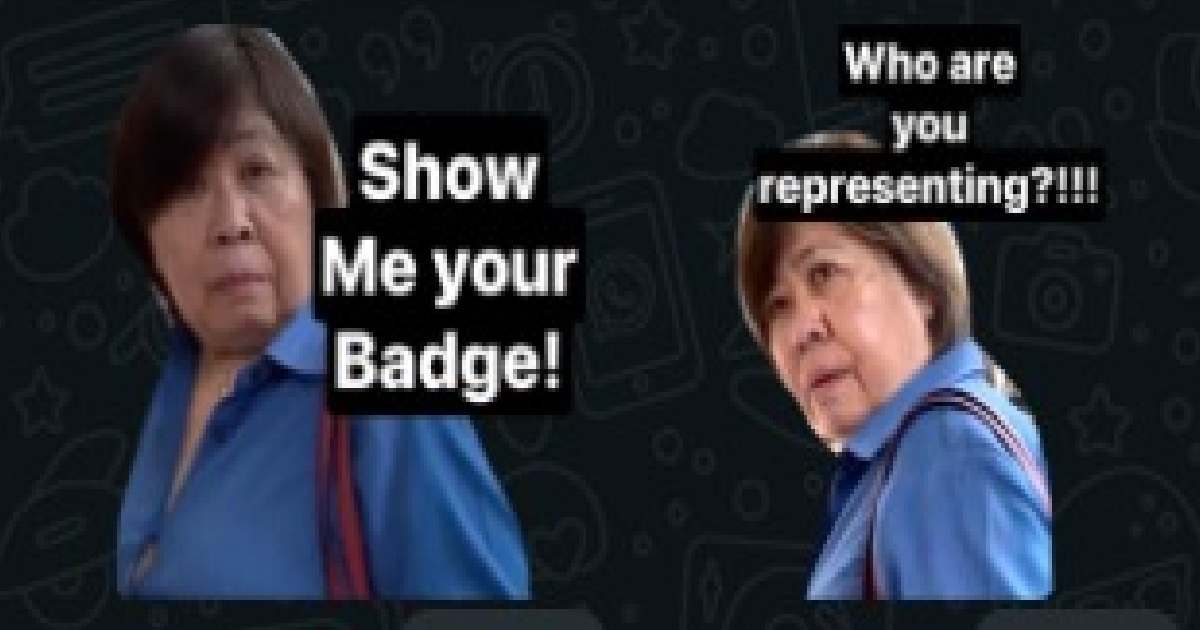 “NO BADGE NO TALK” AUNTIE,  BECOMES A MEME AND STICKER ON WHATSAPP