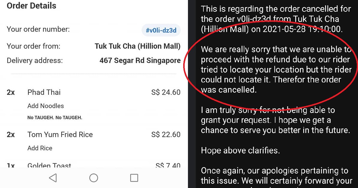 FOODPANDA REFUSES TO REFUND $75 AFTER RIDER COULDNT FIND HOUSE TO DELIVER FOOD