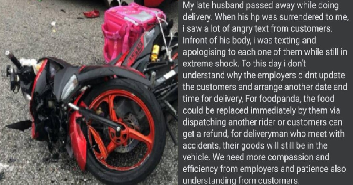 DELIVERY RIDER DIED IN CRASH, CUSTOMERS STILL ANGRY, TEXT TO ASK ABOUT THEIR FOOD