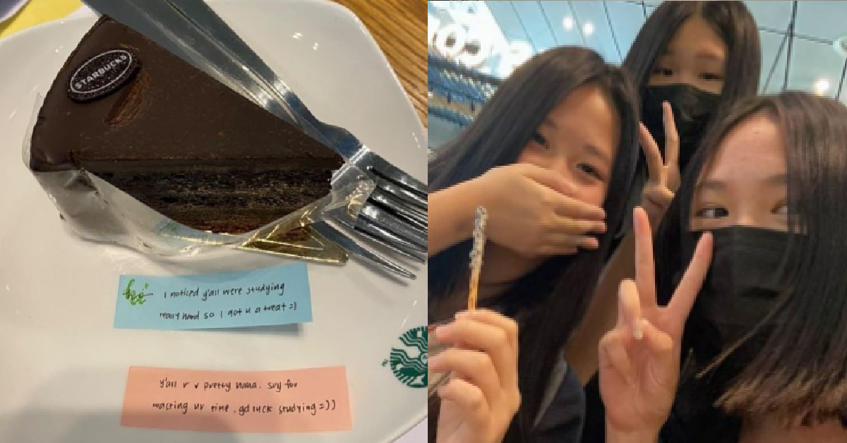STRANGER BUYS CAKE FOR XMM STUDYING AT STARBUCKS, SAY: “Y’ALL ARE VERY PRETTY”