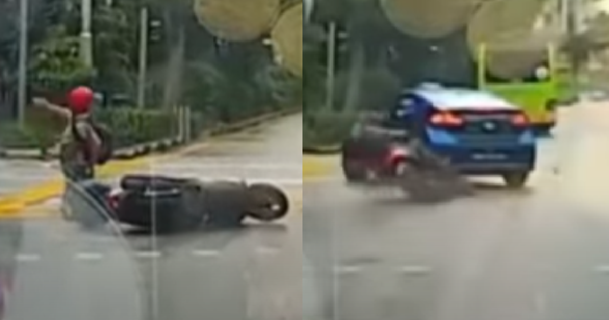 RIDER KPKB AFTER HE EBRAKE & FLY EVEN THOUGH TAXI SIGNAL TO TURN LEFT