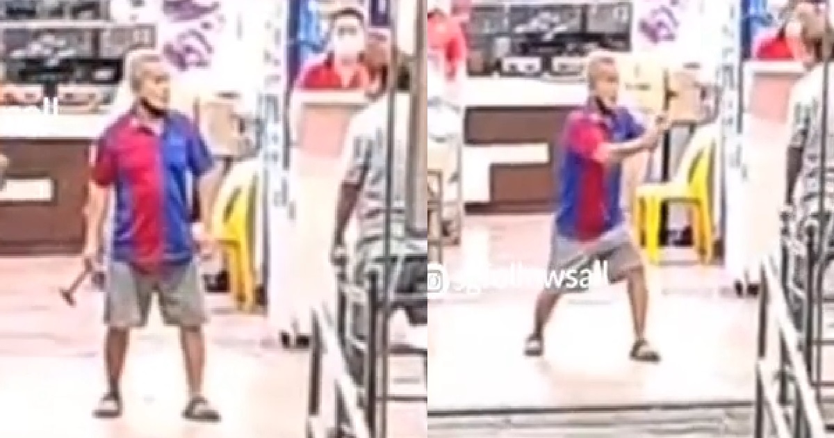 UNCLES FIGHTING 1 ON 1 AT COFFEESHOP, TAKE HAMMER WANT TO FIGHT LIKE THOR