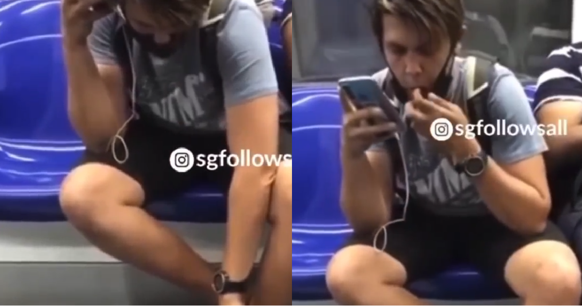 MAN MAKE DIRT BALL FROM FOOT THEN SMELL IT & PUT IN MOUTH ON MRT