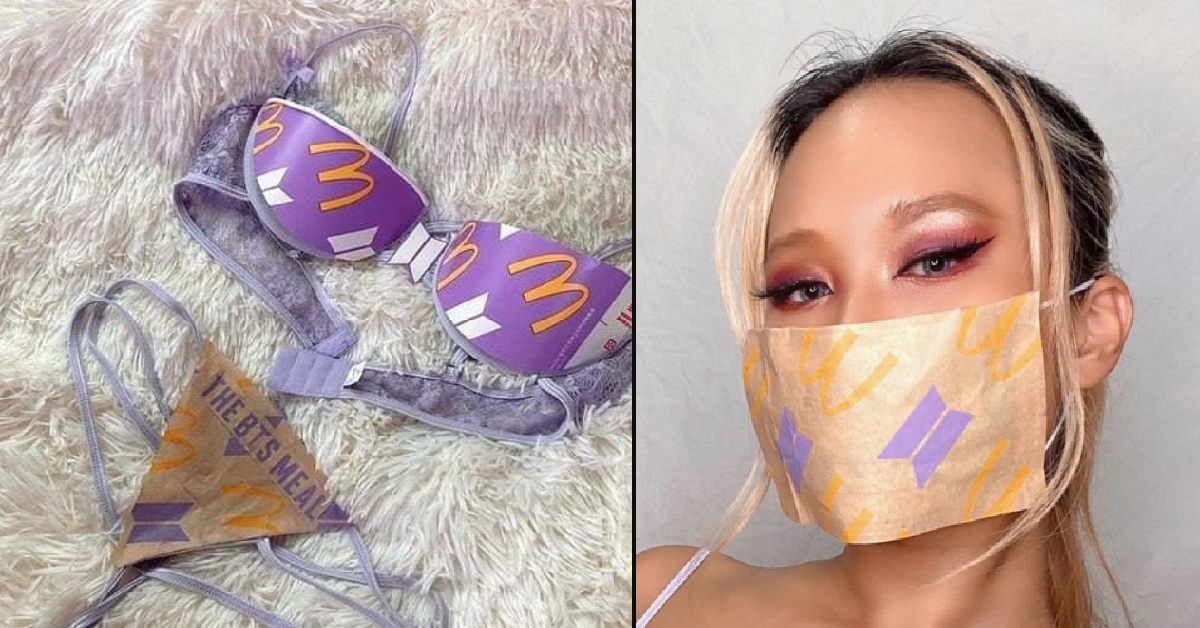 TAIWAN MODEL MADE LINGERIE OUT OF BTS MEAL PACKAGING