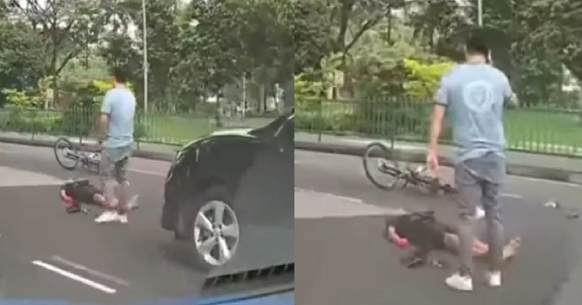 CYCLIST KENA BANG BY CAR, HEAD BLEEDING & STRUGGLING TO BREATHE