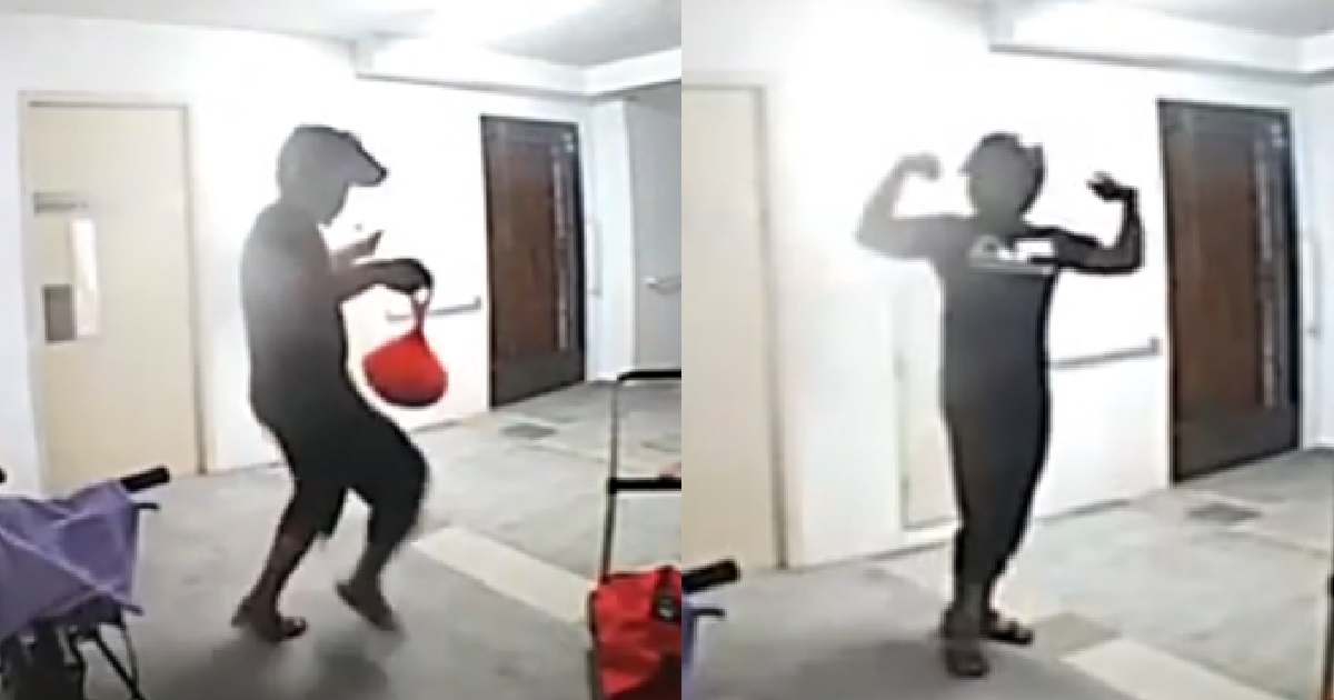 DELIVERY RIDER FLEX MUSCLES AND MOONWALKS TO DELIVER FOOD