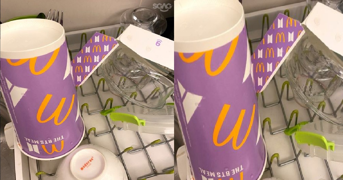 PEOPLE WASHING BTS MEALS’ PAPER CUP AND PACKAGING TO REUSE