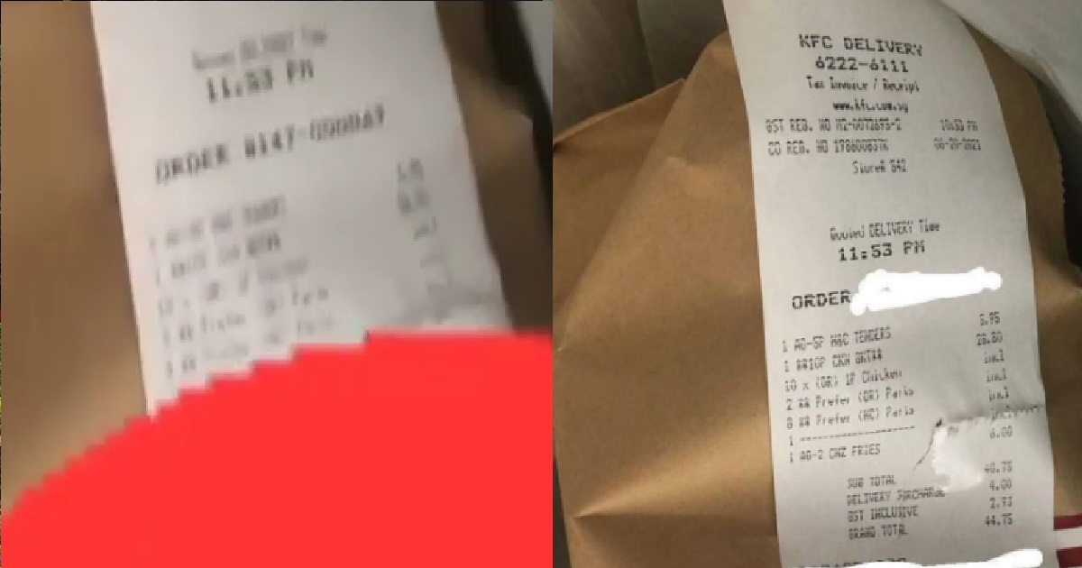CUSTOMER ORDER KFC, DELIVERY PERSON THREW IT INTO RUBBISH BIN INSTEAD