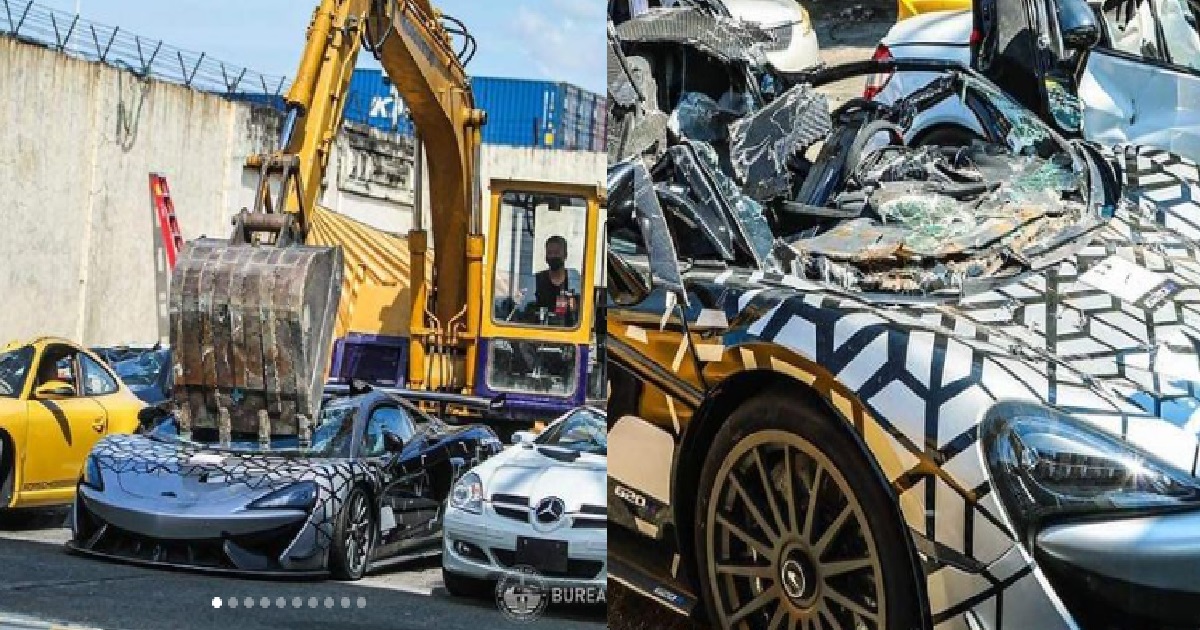 GOVT DESTROYS SUPERCARS BECAUSE GUY SMUGGLED THEM INTO COUNTRY