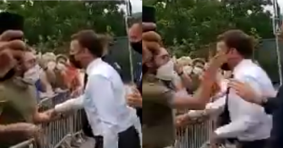 FRENCH PRESIDENT MACRON KENA ONE TIGHT SLAP IN THE FACE BY MASKED MAN