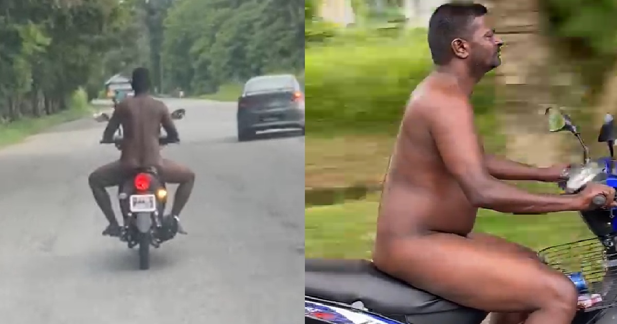 YET ANOTHER N*KED MAN SEEN RIDING HIS MOTORCYCLE ON THE ROAD