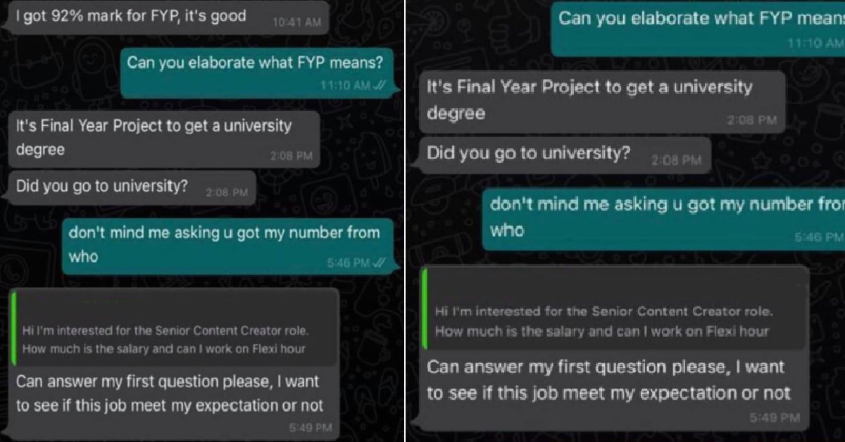 ARROGANT FRESH GRAUDATE ASK EMPLOYER IF SHE GOT GO UNIVERSITY