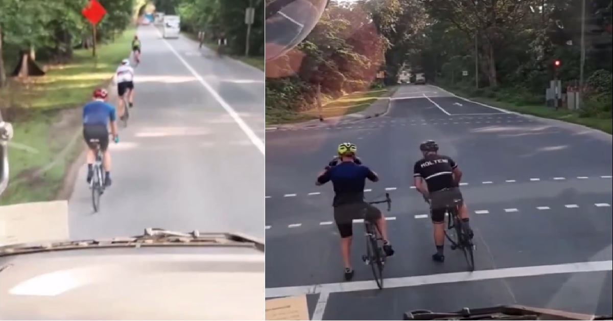 ANG MOH “TOUR DE FRANCE” CYCLIST SPOTTED BLOCKING VEHICLES