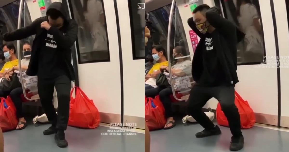 GUY DANCING INSIDE MRT, 1-MAN SOLO SIAM DIU PARTY