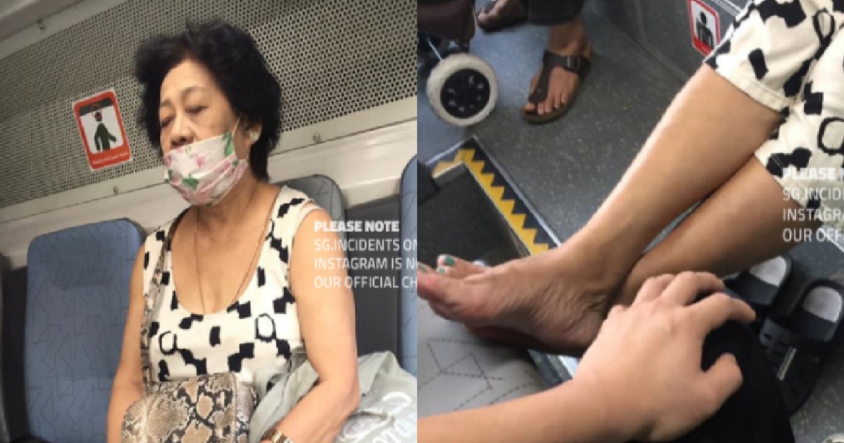 AUNTIE NEVER WEAR MASK PROPERLY, SHARE AROMA OF HER FEET WITH COMMUTERS