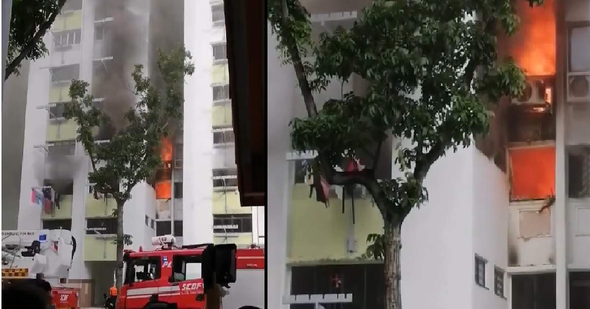 FIRE BROKE OUT AT YISHUN RING ROAD, CAUSING AC COMPRESSOR TO EXPLODE