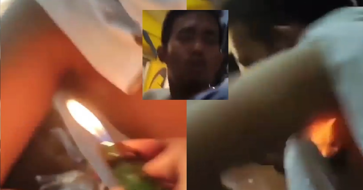 GUY TAKE LIGHTER AND BURN HIS FRIEND’S ARMPIT HAIR