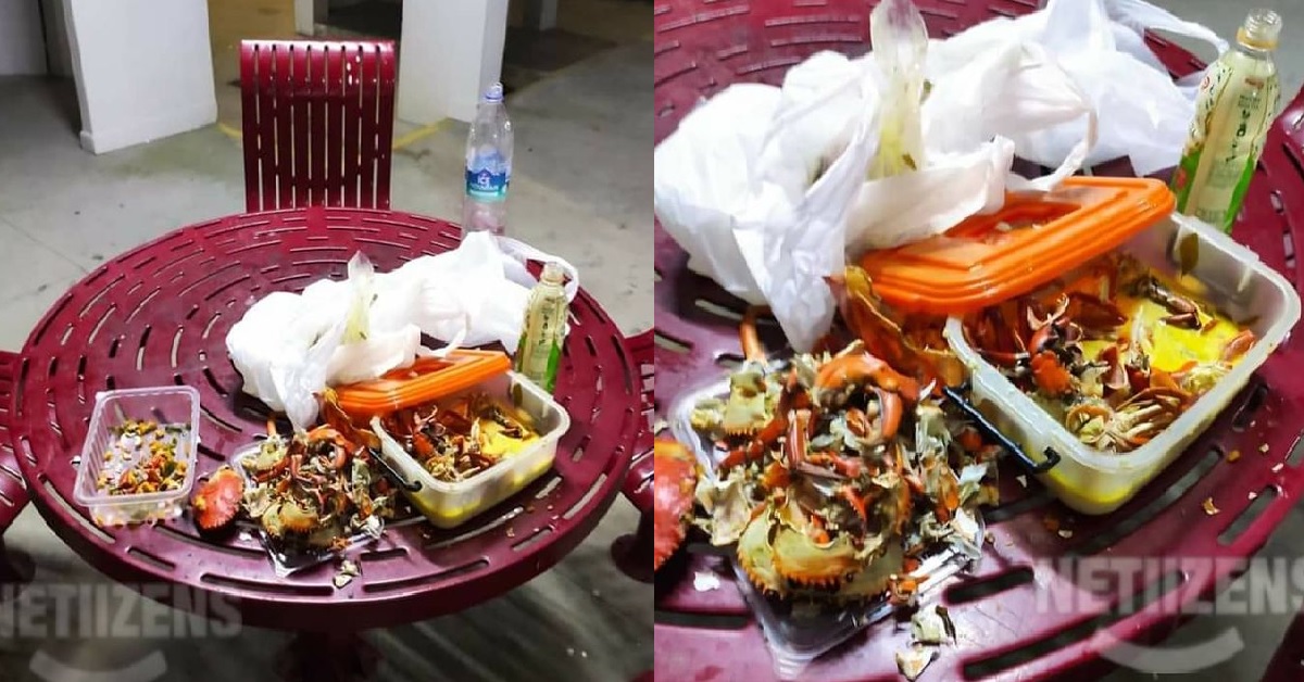 VOID DECK USERS USE TABLE TO EAT THEN NEVER CLEAR THEIR LEFTOVERS