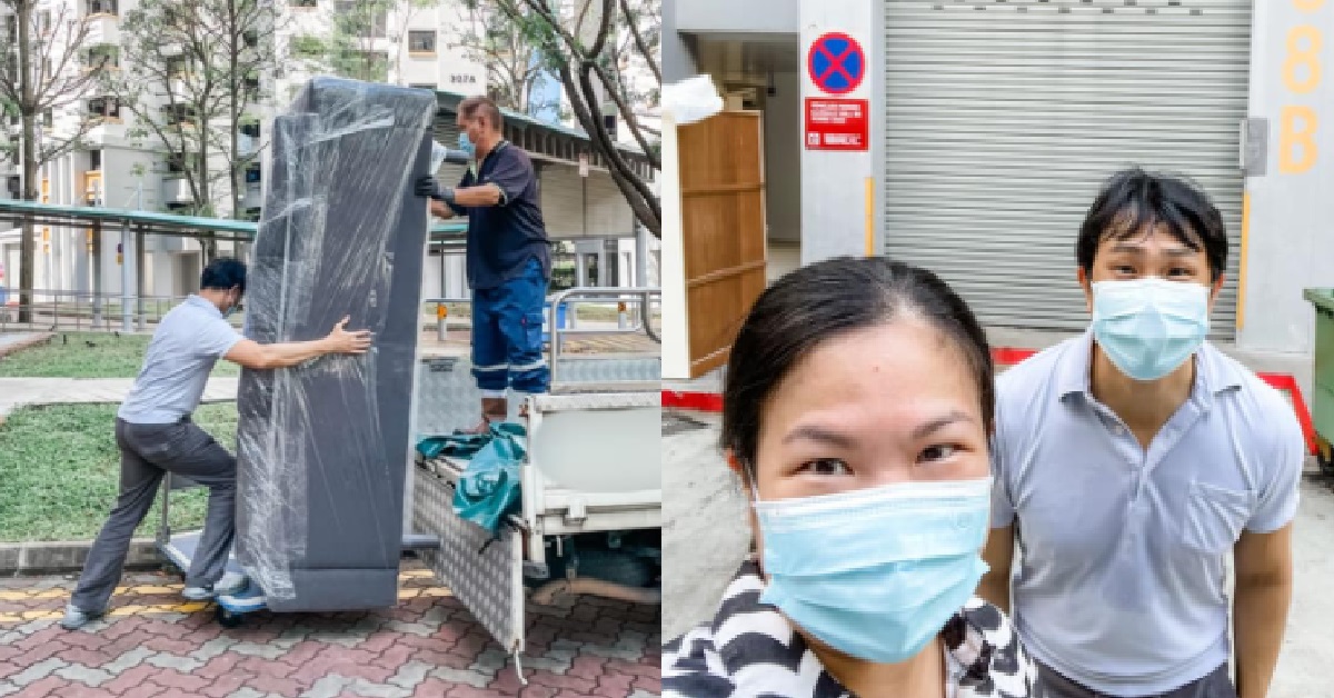WP’S JAMUS LIM SEEN HELPING A RESIDENT MOVE FURNITURE, LOAD SOFA ONTO LORRY